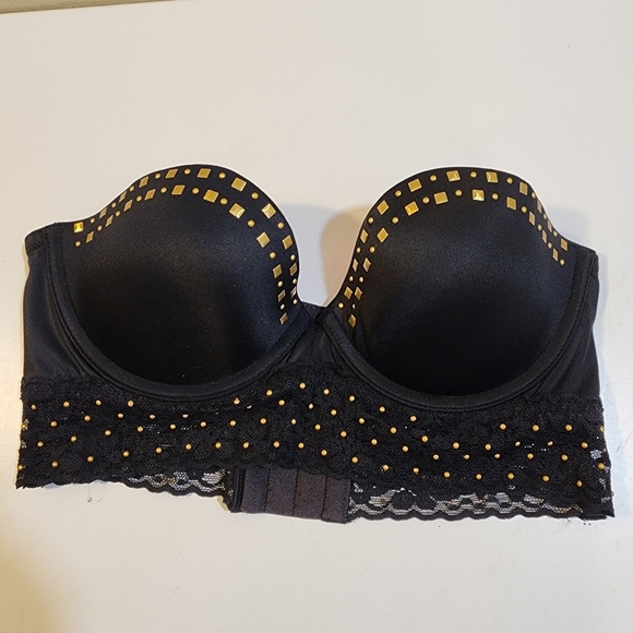 PINK by Victoria's Secret Black Studded Strappless Bra 34B - Picture 2 of 8